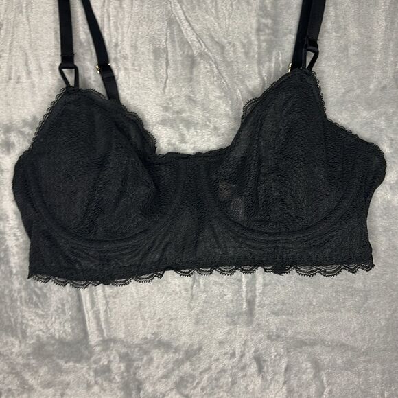 Auden Black Lace Sheer Adjustable Strap Back Clasp Underwire Bra Size 34B - Picture 2 of 7